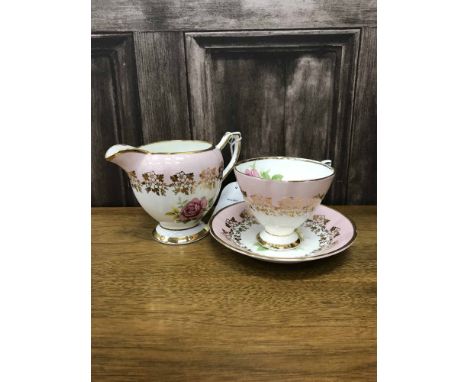 CLARE TEA SERVICE WITH FLORAL DECORATIONalong with a Crownford Burslem dinner service with red and gilt decoration 