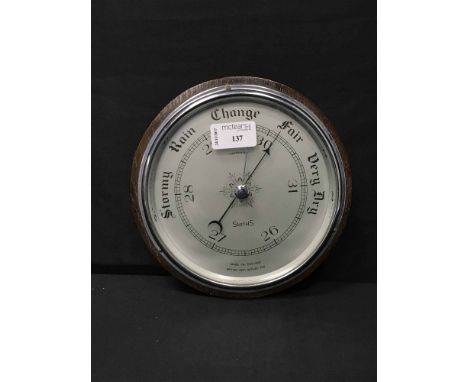 SMITHS WALL BAROMETER, in oak case