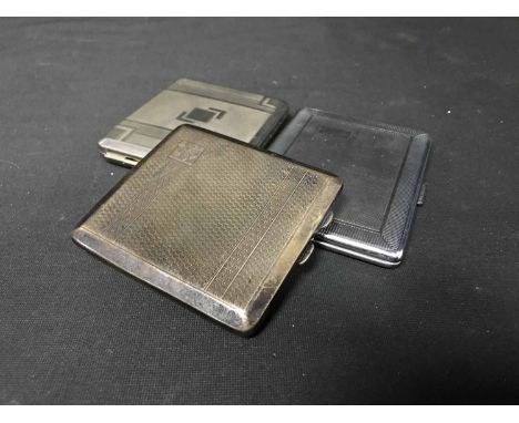 SILVER CIGARETTE CASE also two plated cigarette cases and a group of Boys Brigade badges