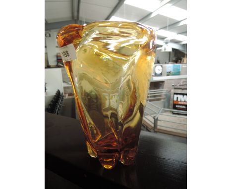 An amber art glass vase