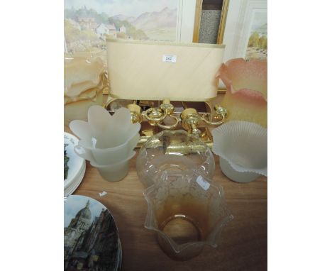 A selection of glass light shades and light fittings