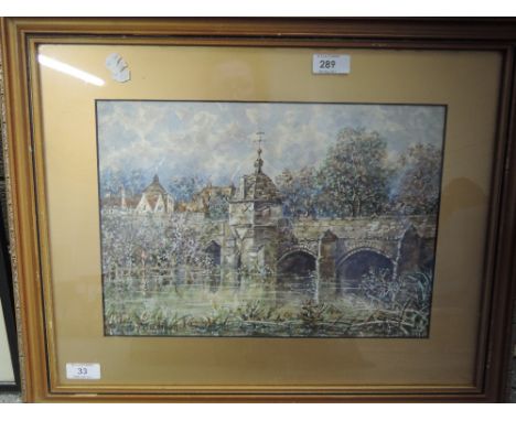 A watercolour R Curzon, Bradford on Avon, signed