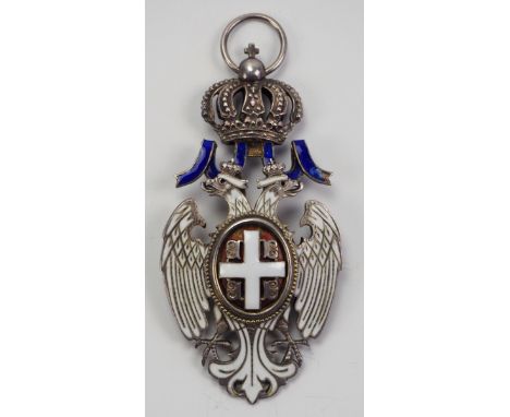 Serbien: Orden des Weißen Adler, 2. Modell (1903-1941), 5. Klasse.Silber vergoldet, teilweise emailliert, mehrteilig durchbro