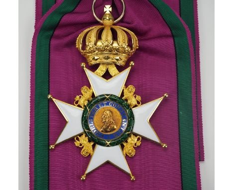 Sächsische Herzogtümer: Herzoglich Sachsen Ernestinischer Hausorden, 2. Modell (1864-1935), Großkreuz Kleinod.Gold, teilweise