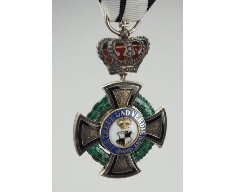 Hohenzollern: Fürstlich Hohenzollernscher Hausorden, 2. Modell (seit 1851), Ehrenkreuz 3. Klasse mit Krone.Silber, teilweise 