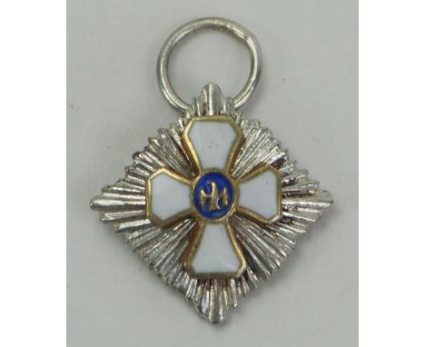 Island: Isländischer Falkenorden, 1. Modell (1921-1944), Komtur Stern Miniatur.Silber, die Auflage vergoldet und emailliert, 