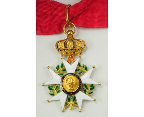 Frankreich: Orden der Ehrenlegion, 7. Modell (1851-1852), Komtur Kreuz.Gold, teilweise emailliert, mehrteilig durchbrochen ge