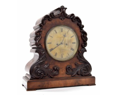 Walnut double fusee bracket clock striking on a gong, the 7.5" silvered dial signed Josh. Penlington, Liverpool, within a scr