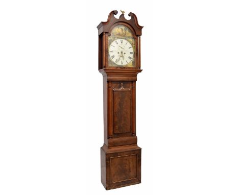 Scottish mahogany eight day longcase clock, the 14" painted arched dial signed Ketterer &amp; Co, Edinburgh with subsidiary s