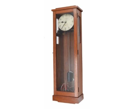 Rare G. B. Bowell low voltage electric pendulum wall clock 1929 patent, the 5.75" silvered dial inscribed 'G.B.B.' Continuous