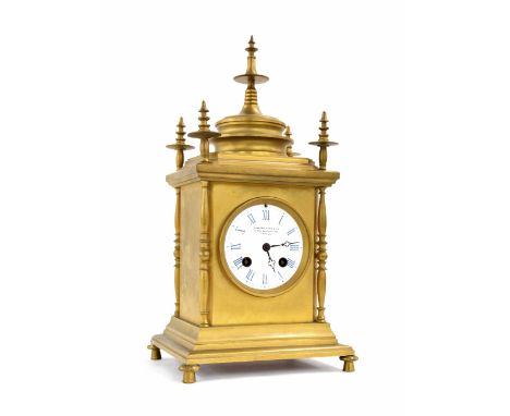 French ormolu two train mantel clock striking on a gong, the 3" white dial signed Camerer Kuss &amp; Co, 56 New Oxford Street