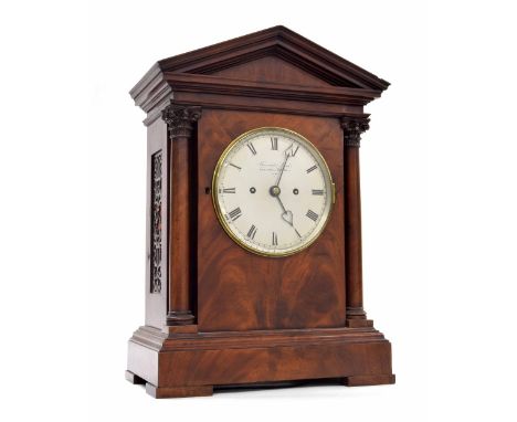 Good mahogany double fusee bracket clock, the 6" silvered dial signed Barraud &amp; Lund, Cornhill, London, no. 1499, with pi