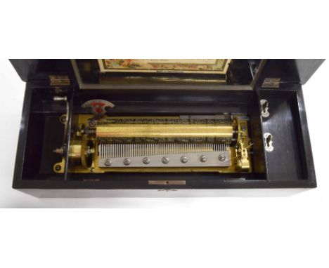 Good rosewood Symphonique music box, the 11" cylinder playing on ten airs and with original tune sheet, within a rosewood and