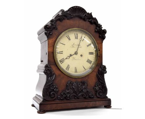 Mahogany double fusee bracket clock, the 8" white dial signed Loudon, 16 Blackfriars St, London, the movement with pull repea