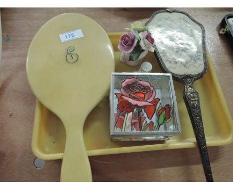 Two dressing table mirrors and a trinket box etc