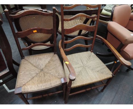 Two traditional ladder back chairs