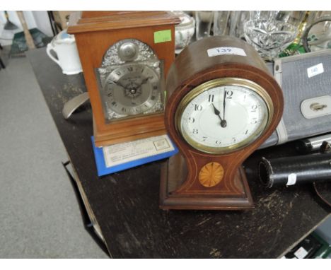 A Queens 25th Anniversary timepiece by Oddy Wilson & Co Ltd Harrogate No:257 and a inlaid mantel clock
