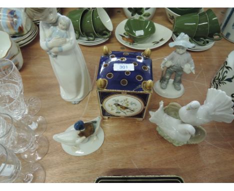 Two Metzler & Ortloff pieces, boy with ducks A/F, pair of ducks, Nao figurine girl with doll etc