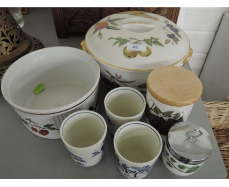 A selection of kitchen ware and ceramics including Royal Worcester 