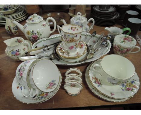A selection of Royal Worcester Roanoke and various ceramics, also flatware