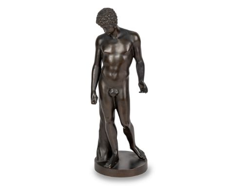 Patinated bronze sculpture depicting Antinous, 19th century h. cm. 33