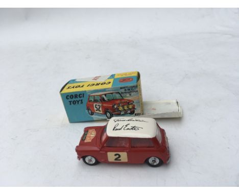 A boxed Corgi Toys Monte Carlo BMC Mini Cooper S with autographed roof decal and leaflet