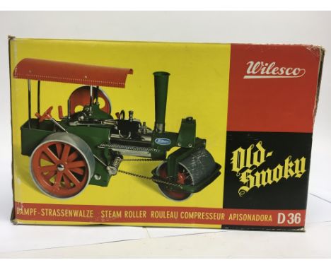 A boxed Wilesco Old Smokey steam roller