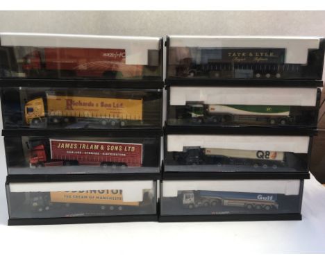 A collection of 8 boxed Corgi Classics modern trucks comprising curtain sliders and tankers including James Islam, Boddington