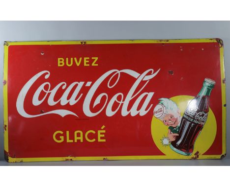 Belgium Large enamel sign Coca-Cola Emaillerie Belge 1957 - Sizes: H740MM L1320MM - Weight (K): 11,8kg - Condition: After che
