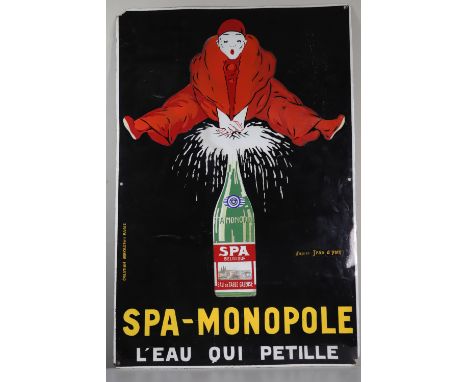 Large red pierrot enamel plaque on a black background - Sizes: H990MM L660MM - Weight (K): 7,8kg - Condition: at first glance