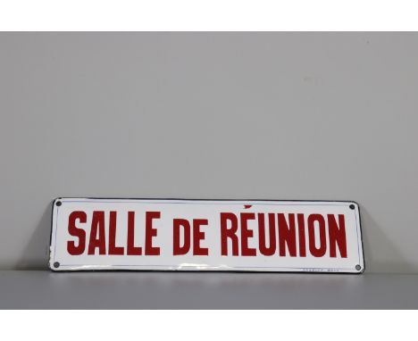 Enamelled plaque metal "meeting room" - Sizes: H100MM L400MM - Weight (K): 0,63kg - Condition: at first glance - good conditi