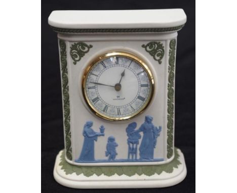 Wedgwood Jasperware Mantle Clock three coloured decoration, Limited Edition # 88/100,  (battery requires replacement), (heigh