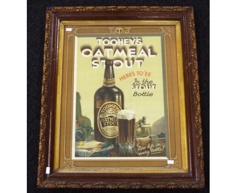 Framed vintage Toohey's Oatmeal Stout poster height 62.5cm X width 52cm approx
