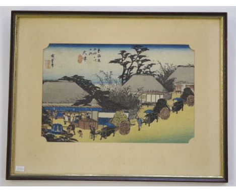 Utagawa Hiroshige (1797–1858) woodblock print "Otsu Station", circa 1833, 22cm x 34cm, 38cm x 48.5cm (later frame), ex. Uchid