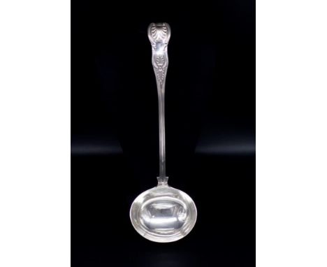 Victorian sterling silver soup ladle in Kings Pattern, double struck. By George Adams (Chawners) London 1865. Approx length 3