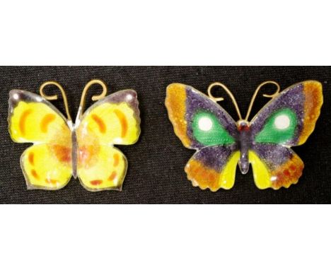 Two vintage enamel butterfly brooches width 4.5cm approx (widest)