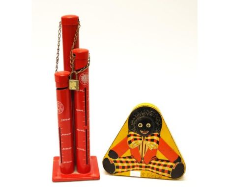 Vintage Gollywog tin together with a vintage novelty tin money box