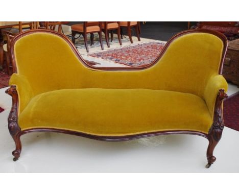 Victorian rococo style spoon back sofa 186cm wide, 91cm high approx