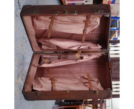 Vintage travel trunk with brass fittings, 82cm x 51cm