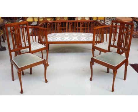 Vintage 5 piece salon suite comprising of a settee (129cm wide, 73.5cm high), 2 single tub chairs and 2 side chairs