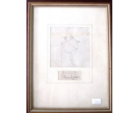 Edward Lear (1812-88)  "Self Portrait" sketch, signed lower centre, together with a Royal academy of arts 1935 book titled: E