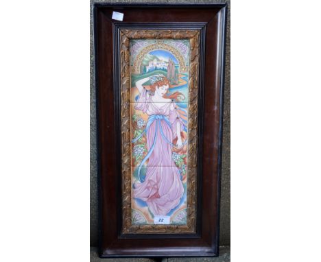A framed set of Art Nouveau style tiles