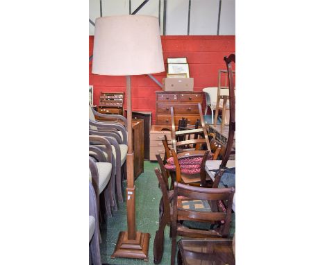 Five Regency mahogany chairs; an Edwardian mahogany bedroom chair; a nest of tables; an Art Deco style standard lamp; three o