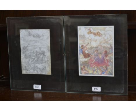 English SchoolHeralding Apollowatercolour and gouache, 20.5cm x 15cm; a preparatory sketch, ensuite (2)