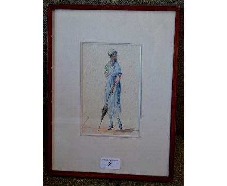 French School (early 20th century)An Art Deco Lady of Fashionindistinctly signed, watercolour, 16.5cm x 10.5cm