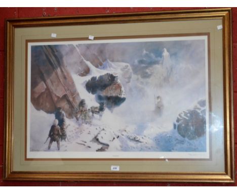 The Lord of the Rings interest - Caradhras, print by Paul Raymond Gregory, signed by the artist, 86cm x 55cm 