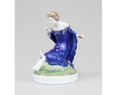 Rosenthal - Figur "Zwei Prinzessinnen"Porzellan farbig unterglasur staffiert und goldbemalt, Prinzessin in blauem, goldstaffi