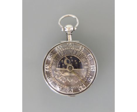 Sun &amp; Moon - Spindeluhr "Knight &amp; Withers Bristol" mit ÜbergehäuseBeide Gehäuse Silber 925 (Sterling) getrieben, inne