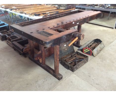A very large 19th Century wood workers bench