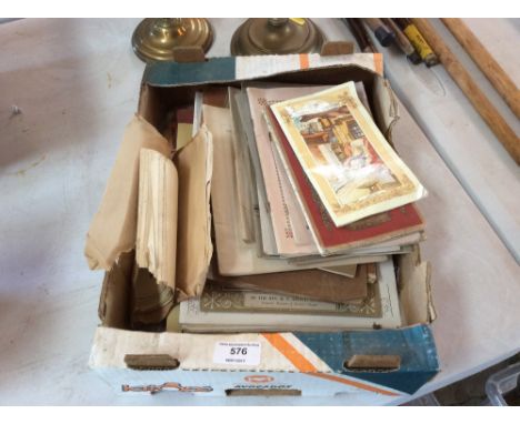 A box of various programmes, Ordnance survey road maps, postcards  etc.